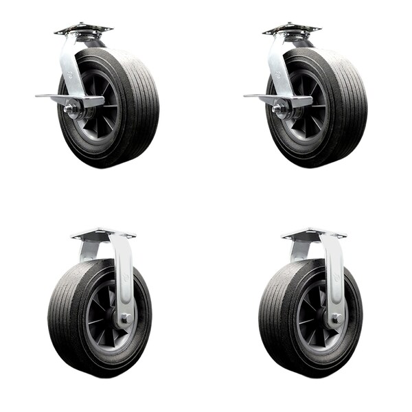 Service Caster BBQ Smoker Grill Flat-Free All Terrain 10'' Caster Wheel Set, 4PK SMOK-SCC-100S1030-SNB-SLB-2-R-2 - main